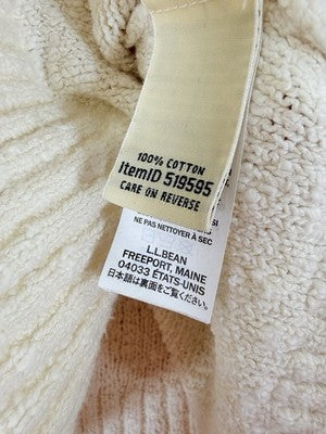 LL Bean Sweater Womens XS Cotton Slub Henley Ivory White Short Sleeve Womens