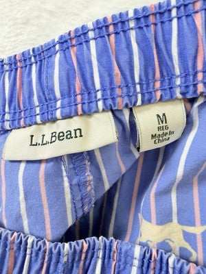 LL Bean Pajama Shorts Medium Womens Blue Dogs 100% Cotton Poplin Sleep PJ