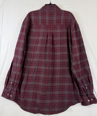 Timberland Flannel Shirt Medium Mens Button Down Burgundy Red Plaid Long Sleeve