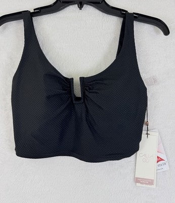 Calia Swim Top Small Longline Bikini Black U Bar Swimwear Womens New NWT