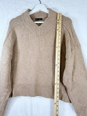 Gap Cashsoft Sweater Small Cropped V Neck Boxy Long Sleeve Camel Beige Womens