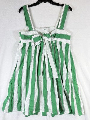 Gap Mini Dress Medium Petite Cotton Poplin Sleeveless Women Green Striped New
