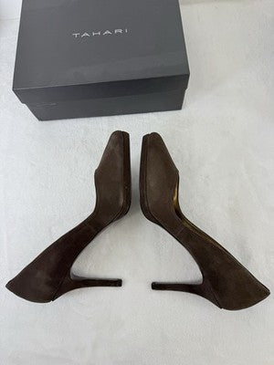 Tahari Pumps 11 Womens Brown Suede Leather High Heels Flynn 11M