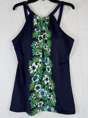 Denim Co Tankini Top 16 High Neck Navy Blue Swimwear Swim Swimsuit Womens