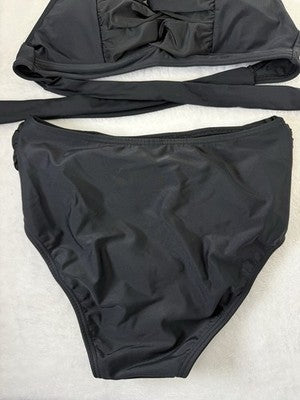 Venus Bikini Set Halter Top 6 High Rise Bottom 4 Black Womens Swim Swimwear New