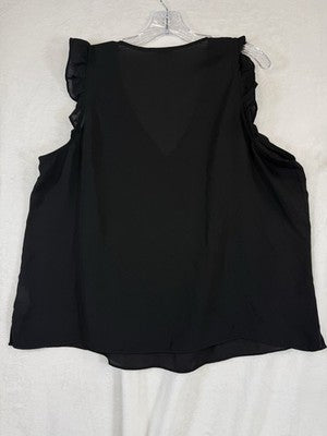 J Crew Top 18 Womens Black Sleeveless Ruffle Sleeve Lightweight