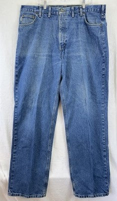 Carhartt B160 DST Men Denim Jeans 44x34 Relaxed Fit Straight Leg Blue Work Pants