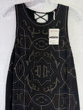 Free People Dress 6 Womens Black Sleeeveles Beaded Boho New NWT *FlawRead