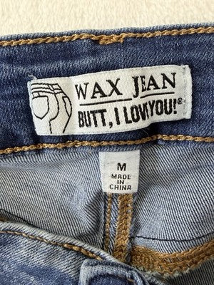 Wax Jean Shorts Medium But Butt I Love You Jeans Denim Blue Womens