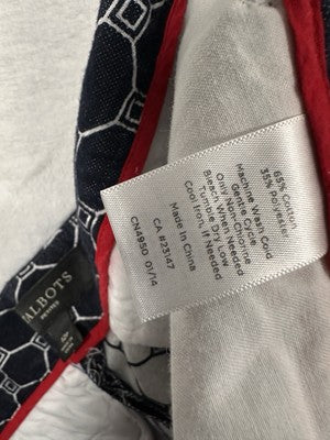 Talbots 12P  12 Petite Denim Pants Heritage Fit Medium Blue White Print Womens