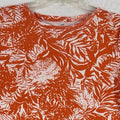 Talbots Medium Tee Short Sleeve Orange Floral Print Round Neck Womens Tops