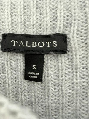 Talbots Sweater Small Lambswool Cable Knit Gray Wool Womens