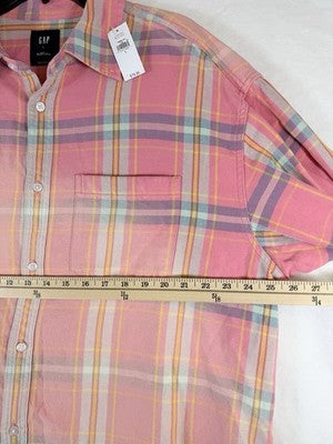 Gap The Big Shirt Mens Large Plaid Long Sleeve Button Up Sunwashed Twill New NWT