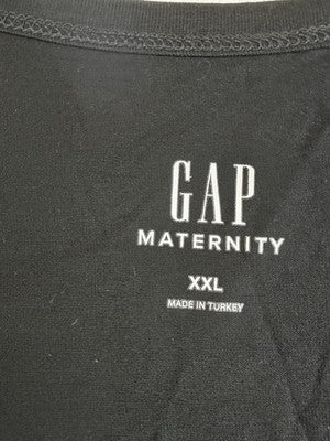 Gap Maternity Mixed Media Maxi Dress XXL Black Empire Waist Short Sleeve Women