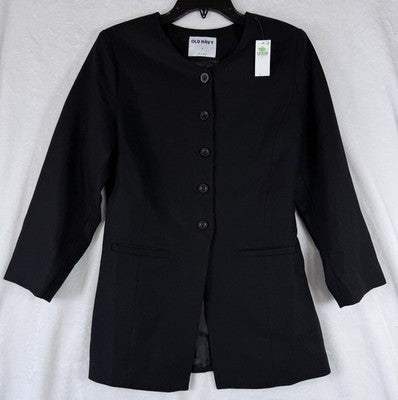 Old Navy Linen Blazer Women Small Black Collarless Button Front Suit Jacket New