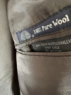 Vintage Burberry Blazer 44R Green 100% Wool 2 Button Mens *Read