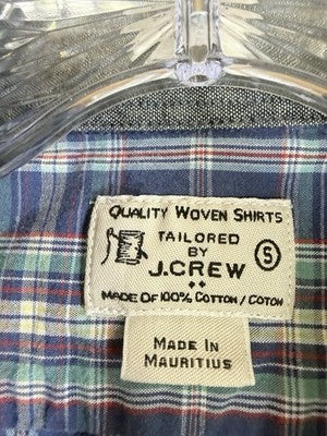J Crew Shirt Mens Slim Fit Small Blue Plaid Button Down Long Sleeve