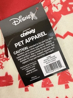 Disney Mickey Mouse Holiday Dog Sweatshirt Sweater Large Hoodie Christmas New