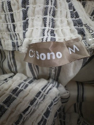 Ci Sono Pants Medium Pull On Straight Leg Lightweight Cotton Blend Ivory Gray