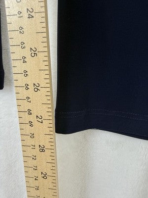 Clara Sun Woo Medium Pants Signature Side Slit Blue Knit Pull On Stretch Womens
