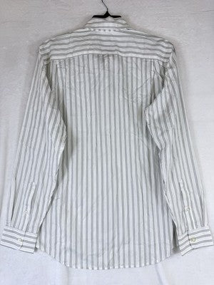 Gap Shirt XS Mens Long Sleeve Button Up Down Eco Cool White Olive Striped New