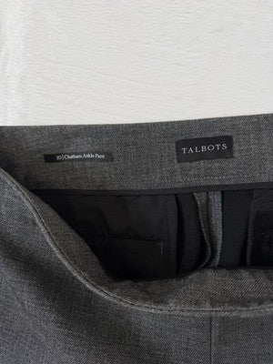 Talbots Chatham Ankle Pants 10 Gray Womens Side Zip High Rise