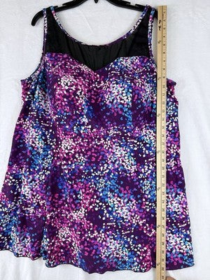 Swimsuits For All 24 Swim Dress Purple Blue Plus Size Womens