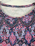 Talbots Tee XL Long Sleeve Cotton Stretch Top Purple Paisley Womens