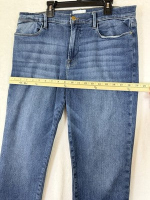 Frame Le High Straight Jeans 33 Denim Blue Womens