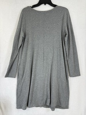 J Jill Dress Medium Pure Jill Gray Long Sleeve Pockets A Line Pima Modal Womens