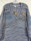 J Jill 4X Sweater Space Dye Marled V Neck 3/4 Sleeve Tunic Top Plus Size New NWT