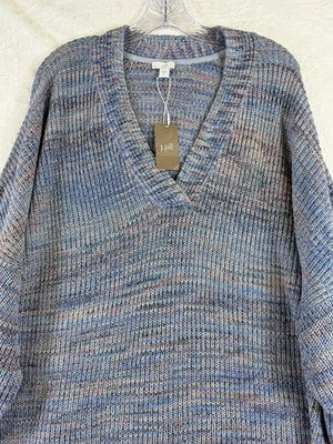 J Jill 4X Sweater Space Dye Marled V Neck 3/4 Sleeve Tunic Top Plus Size New NWT