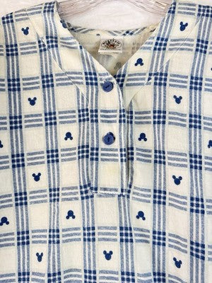 Vintage Mickey Co Shirt Womens Flannel Blue Mickey Mouse Long Sleeve