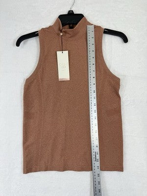 Calia XS Top Seamless Workout Sleeveless Mock Neck Dark Orange Women Gym NWT