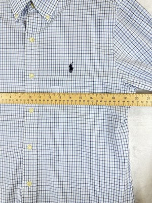 Polo Ralph Lauren Shirt Men Medium Slim Fit Button Down Blue Long Sleeve Cotton