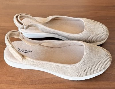 Easy Spirit Gracee Womens 12W 12 Wide Slingback Walking Shoes Beige New