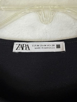 Zara Bodysuit Medium Black Puff Sleeve Top Womens