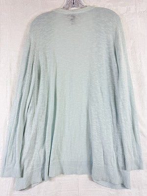 Gap Cardigan XL Womens Slub Knit Open Front Light Blue Sweater Knit Cotton