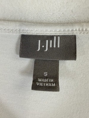 J Jill Top Small Faux Wrap Tee White 3/4 Sleeve Knit Cotton Stretch Womens