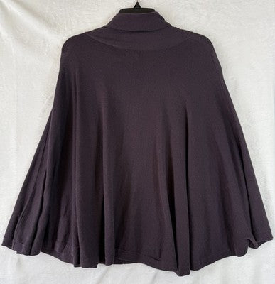 Kersh Cowl Neck Sweater Poncho Plum Purple OSFA Cotton Modal Womens New NWT