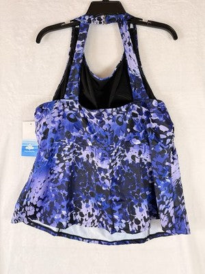 Swimsuits For All 26 Tankini Top Plus Size High Neck Purple Floral New NWT