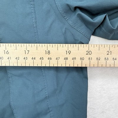 LL Bean Womens Rain Jacket Small Blue Green Hooded Coat Raincoat Packable