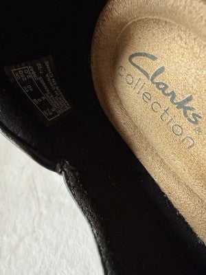 Clarks Womens Shoes 9 Wide Black Leather Cheyn Madi Flats Slip On Loafers 9W