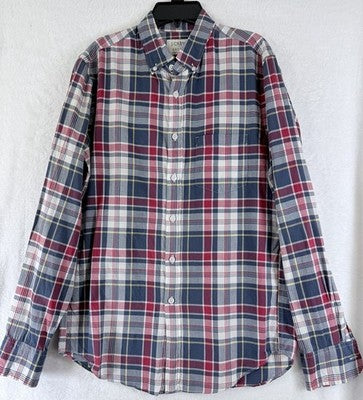 J Crew Madras Shirt Small Long Sleeve Red Blue Plaid Button Up Mens