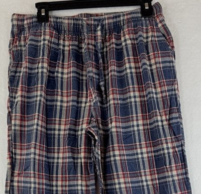 Toad And Co Large Mens Flannel Pajama Pants Shuteye Bottoms Red Plaid Gray Blue