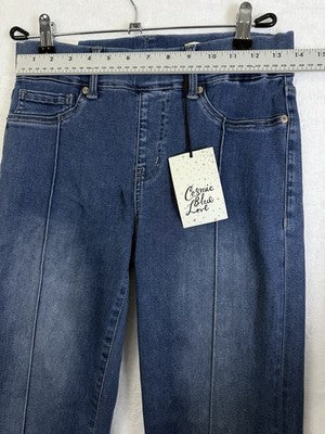 Cosmic Blue Love 27 4 Petite Capri Jeans Mira Pull On Pintuck Blue Women 4P NEW