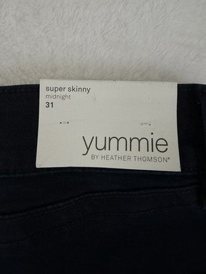Yummie Heather Thomson Denim 31 Super Skinny Dark Blue Mid Rise Shaping Womens