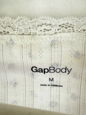 Gap Body Pajama Top Womens Medium Blue Floral Pointelle PJ Short Sleeve New NWT