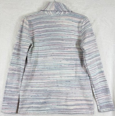 T By Talbots XS Top Fleece Space Dye Wrap Neck Pullover Long Sleeve