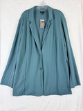 J Jill Wearever Blazer 3X Jacket Ponte Knit Stretch Blue Green Plus Size Womens